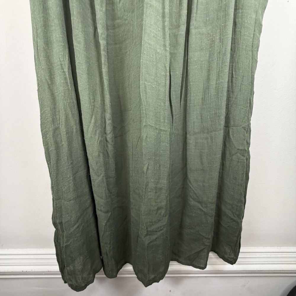 AUW MIDI Dress Floral‎ Print V Neck Embroidered Plus 3X Green Sleeveless Boho - Picture 3 of 10
